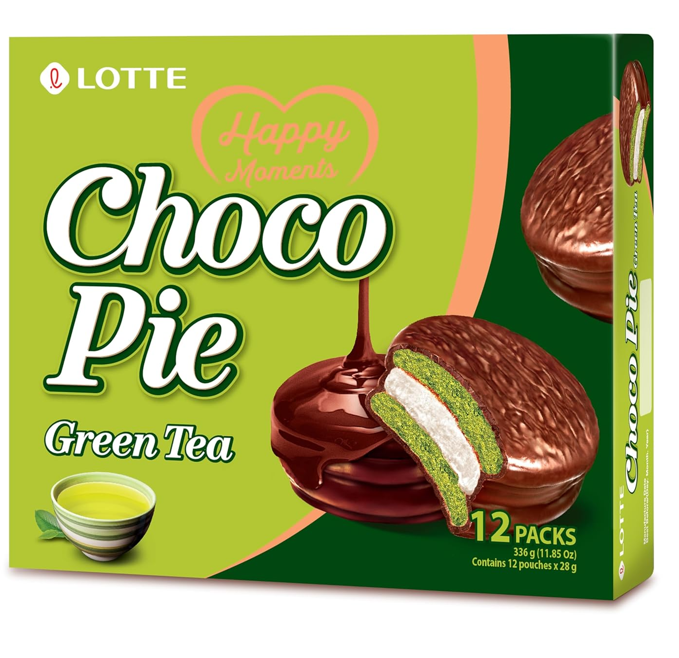 ChocoPie GreenTea 12ea 336g - Lotte | Foodil
